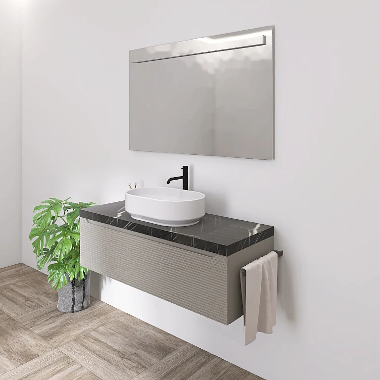 Penelope 08 - Mobile da Bagno Sospeso con Top in Finitura Nero Marquinia - Image 14