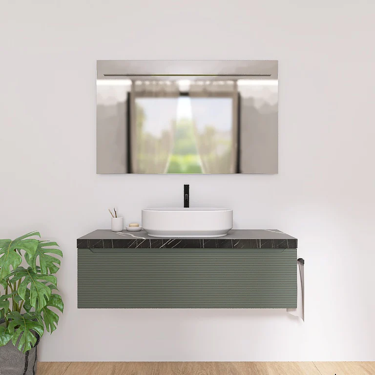 Penelope 08 - Mobile da Bagno Sospeso con Top in Finitura Nero Marquinia - Image 15
