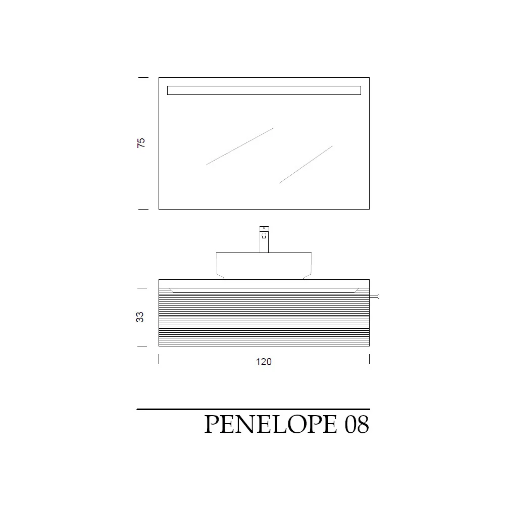 Penelope 08 - Mobile da Bagno Sospeso con Top in Finitura Nero Marquinia - Image 16