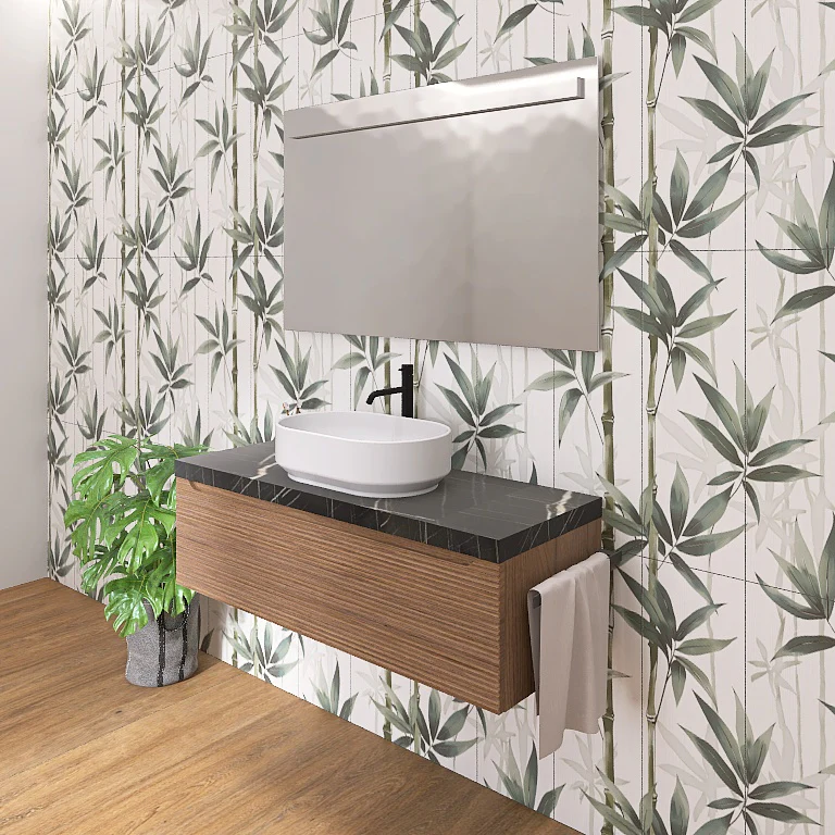 Penelope 08 - Mobile da Bagno Sospeso con Top in Finitura Nero Marquinia - Image 8