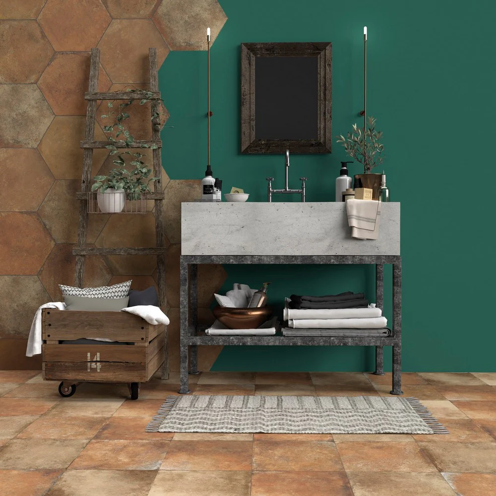 Cotto Artigianale Senese - Gres Porcellanato Effetto Cotto Esagonale 40x35 Naturale - Image 3