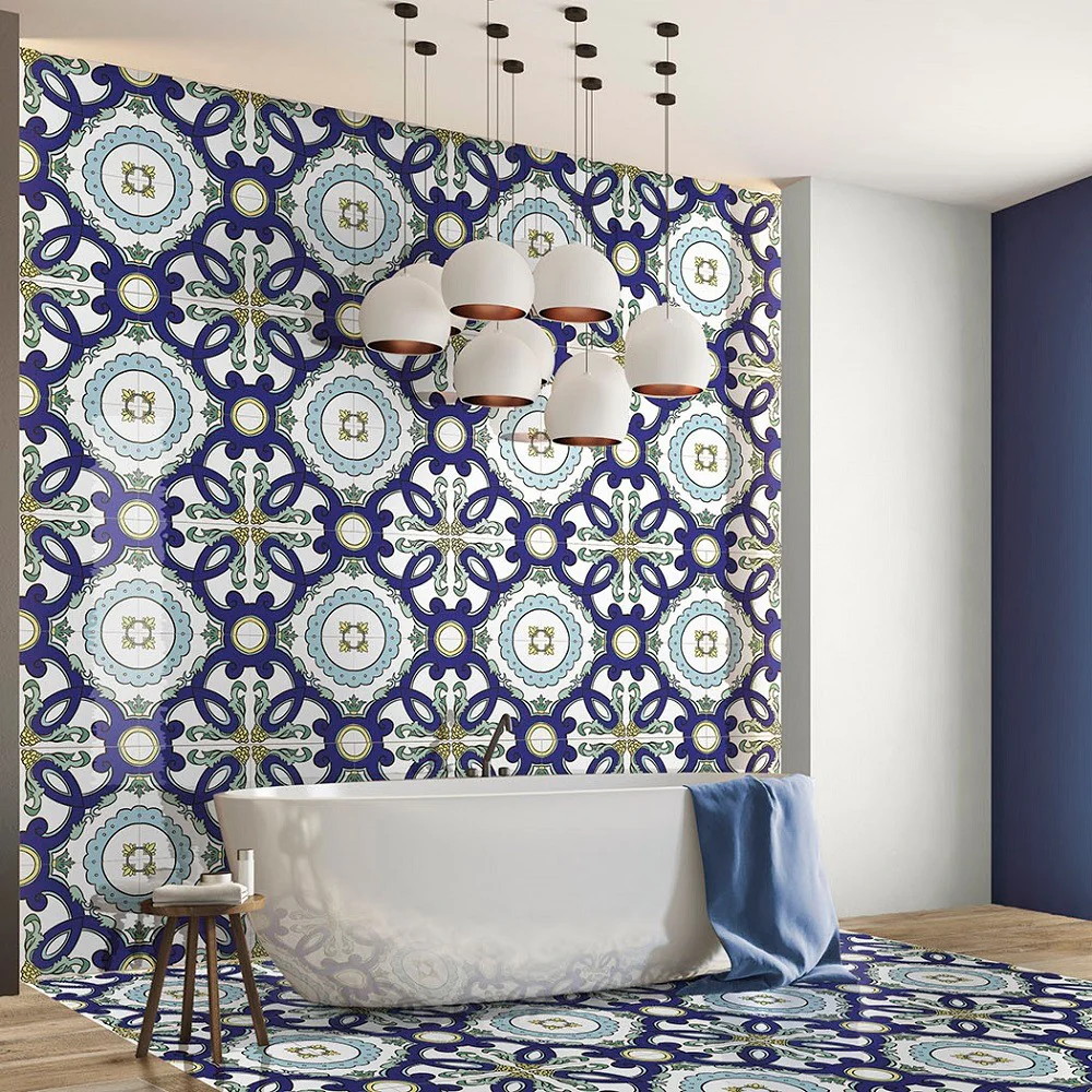 Colors Maiolica Pantelleria - Gres Porcellanato Decoro Rosone Blu 34x34 Stile Vietri - Image 6