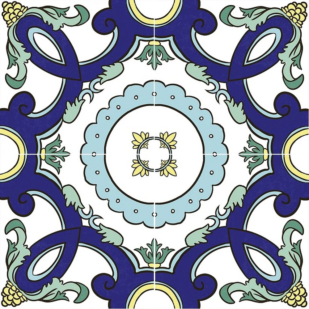 Colors Maiolica Pantelleria - Gres Porcellanato Decoro Rosone Blu 34x34 Stile Vietri - Image 7