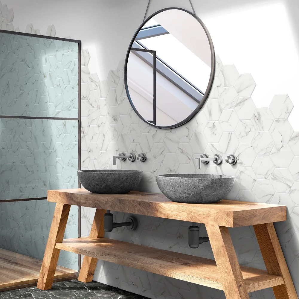 Esagone Marmi White - Gres Porcellanato Effetto Marmo Esagonale 17x15