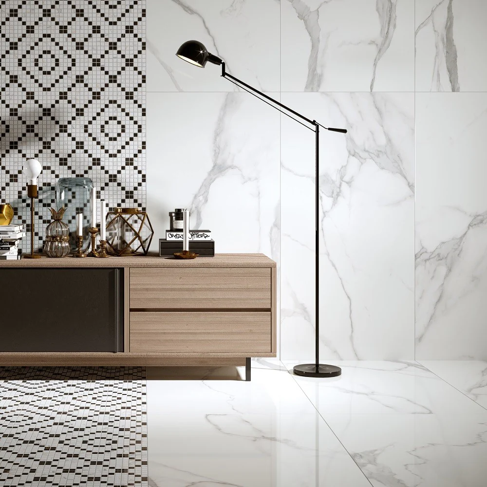 Marmi Pregiati Statuario - Gres Porcellanato Effetto Marmo Lucido 60x120 Levigato