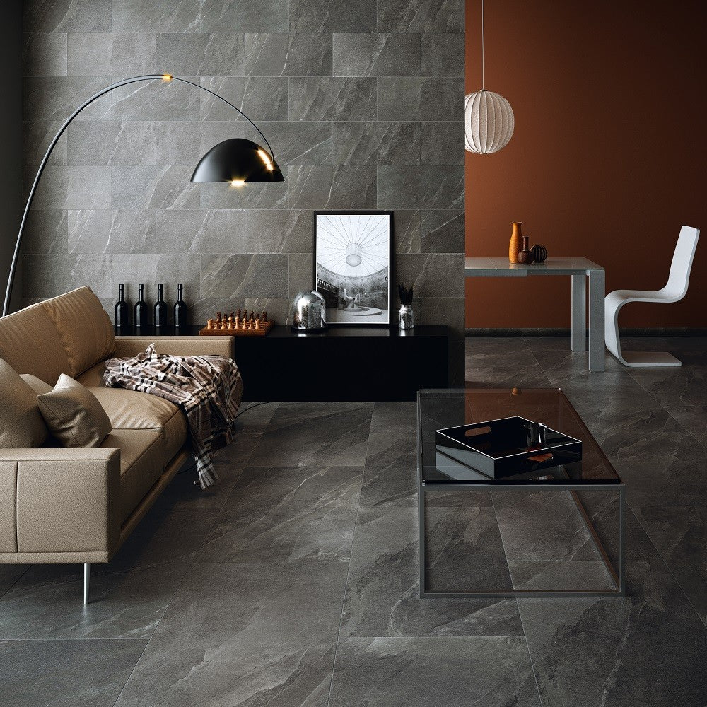 Pietra Ligure Antracite - Pavimento in Gres Porcellanato Effetto Pietra 60x120