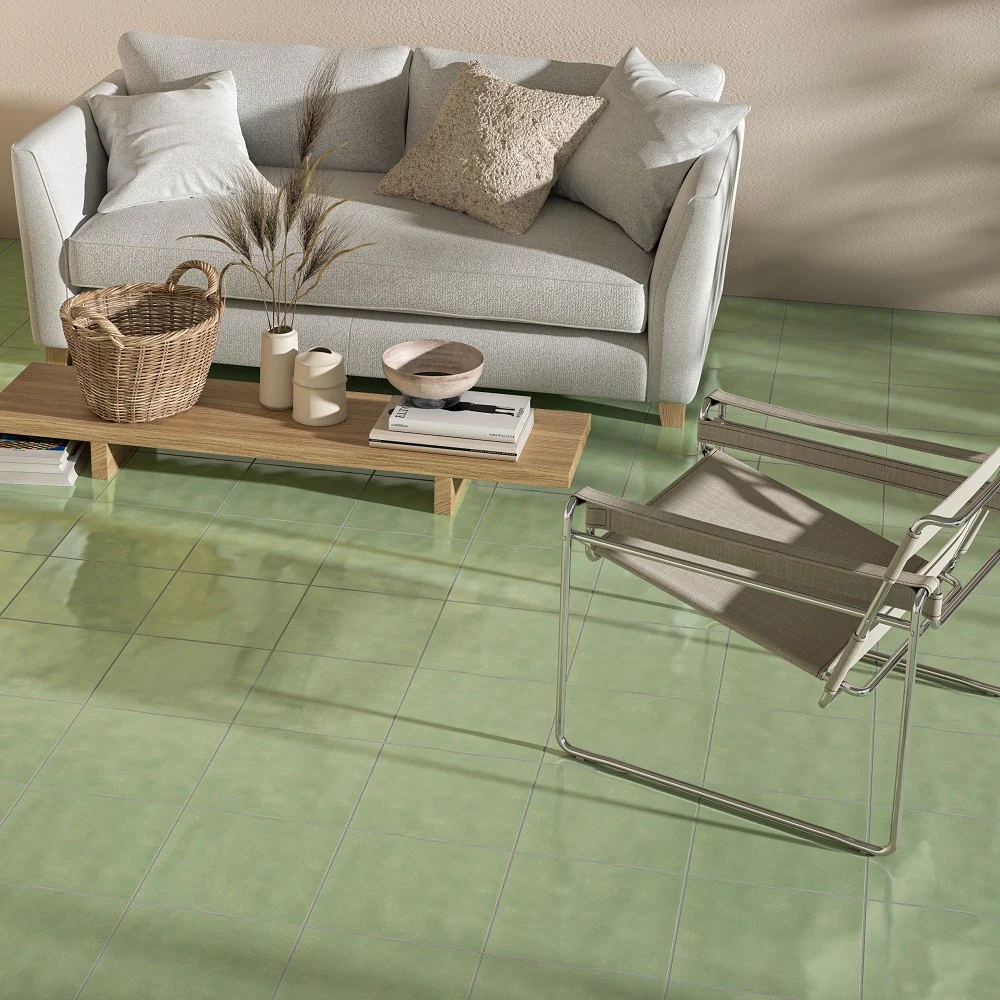 Palinuro Acquamarina - Gres Porcellanato Tinta Unita Verde 34x34 Lucido