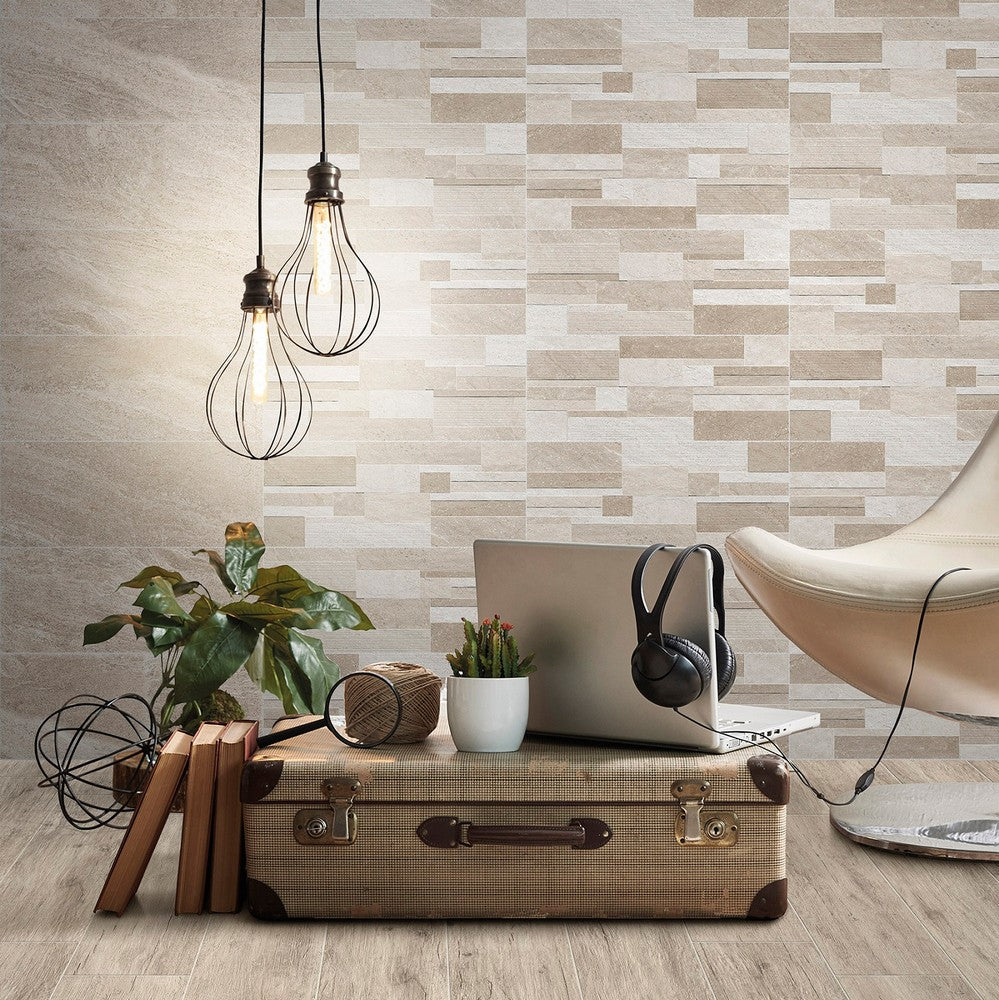 Polis Ares Sabbia - Rivestimento Bagno Effetto Muretto 20x50
