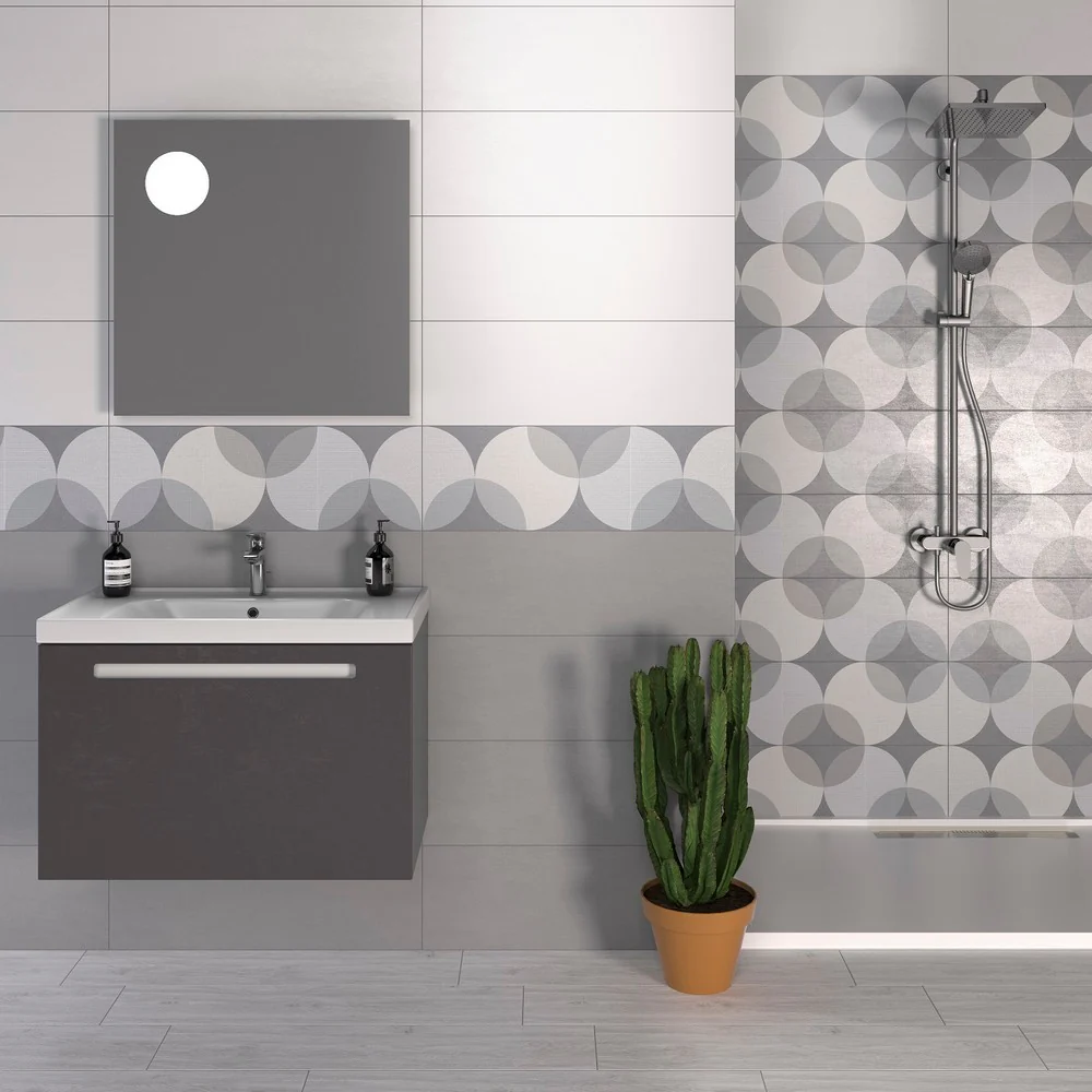 Naif Acciaio - Rivestimento Bagno Tinta Unita Grigio 25x75