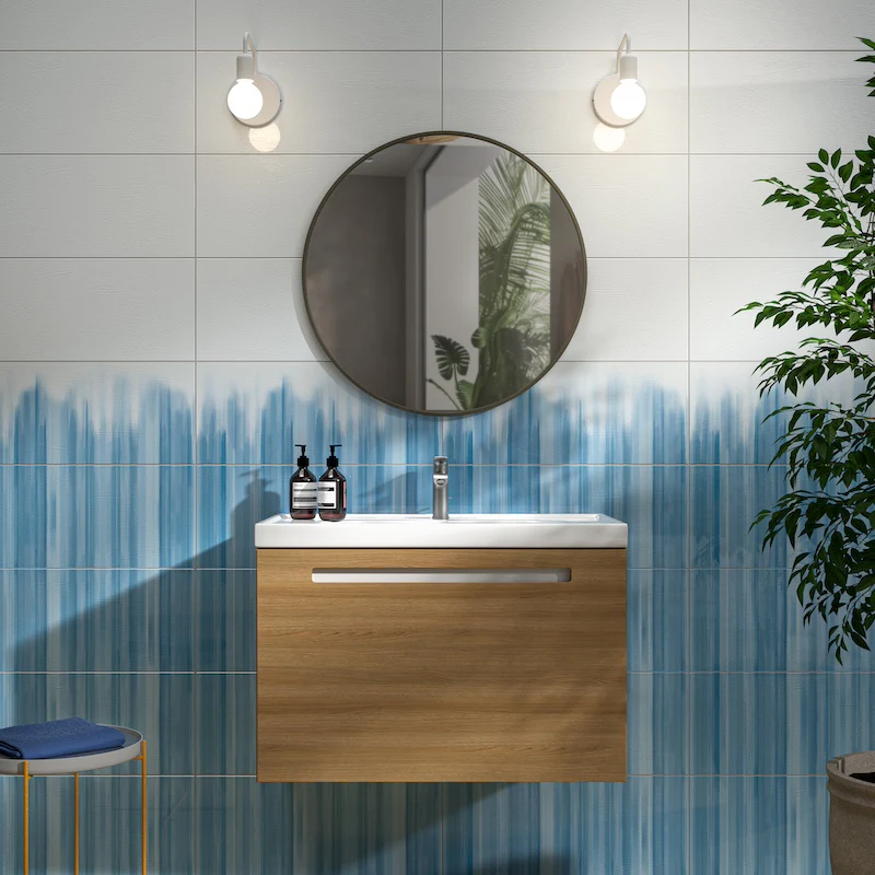Portofino Cascata Klaus Azzurro - Rivestimento Ceramico Effetto Pennellate 25x60