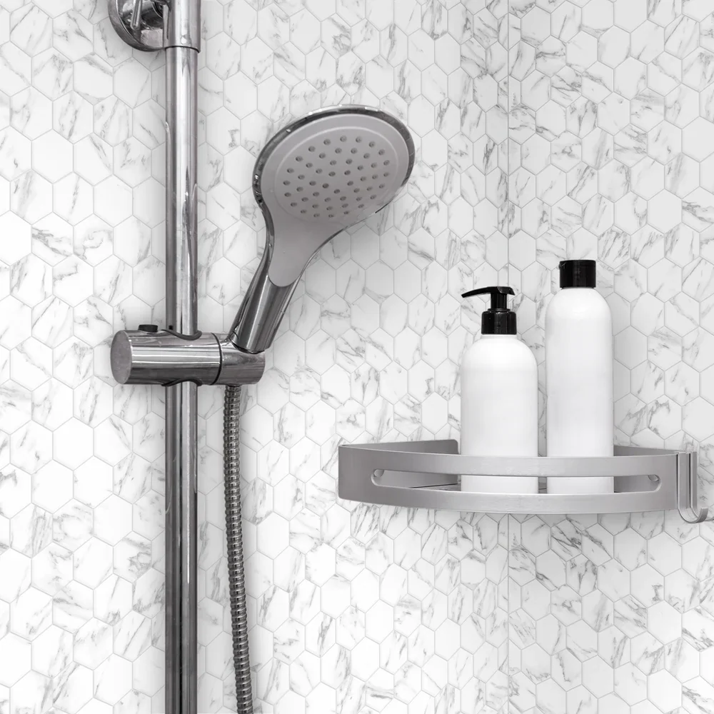 Prestige Hexa Carrara - Mosaico Esagonale su rete effetto marmo