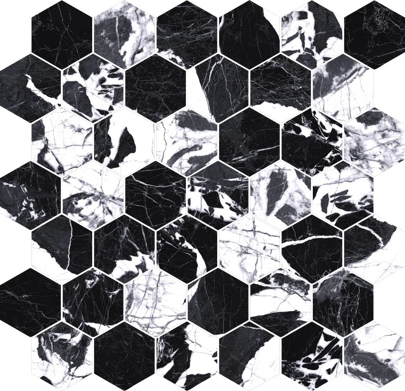 Prestige Hexa Grand Antique - Mosaico Esagonale su rete effetto marmo - Image 2