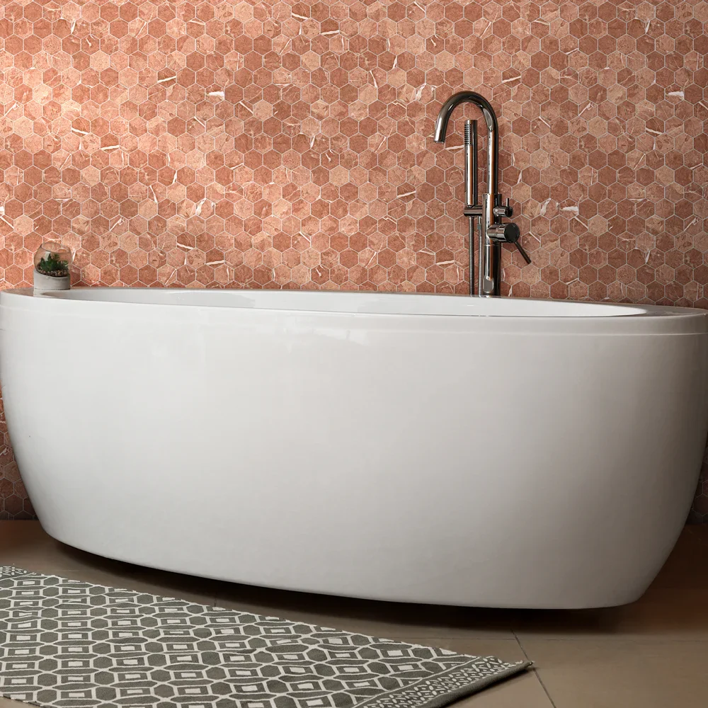 Prestige Hexa Rojo Alicante - Mosaico Esagonale su rete effetto marmo