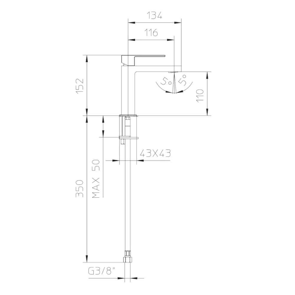 Qadra - Miscelatore per lavabo con scarico - Image 2
