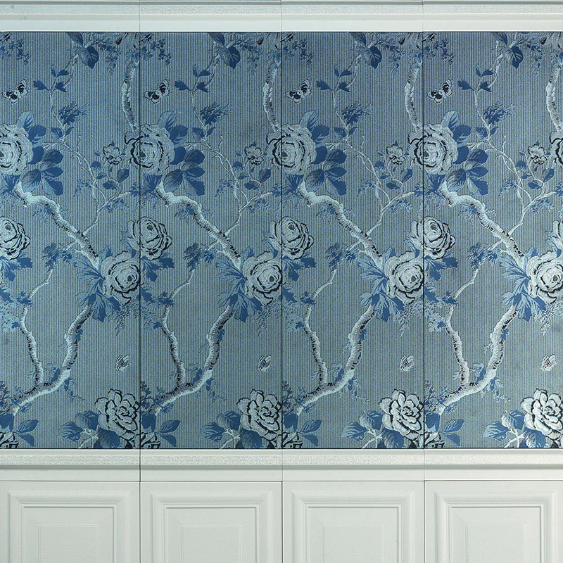 Roi Soleil Blu - Decoro Floreale Opaco 24x72