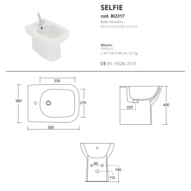 Selfie - Bidet monoforo a terra filomuro - Image 3