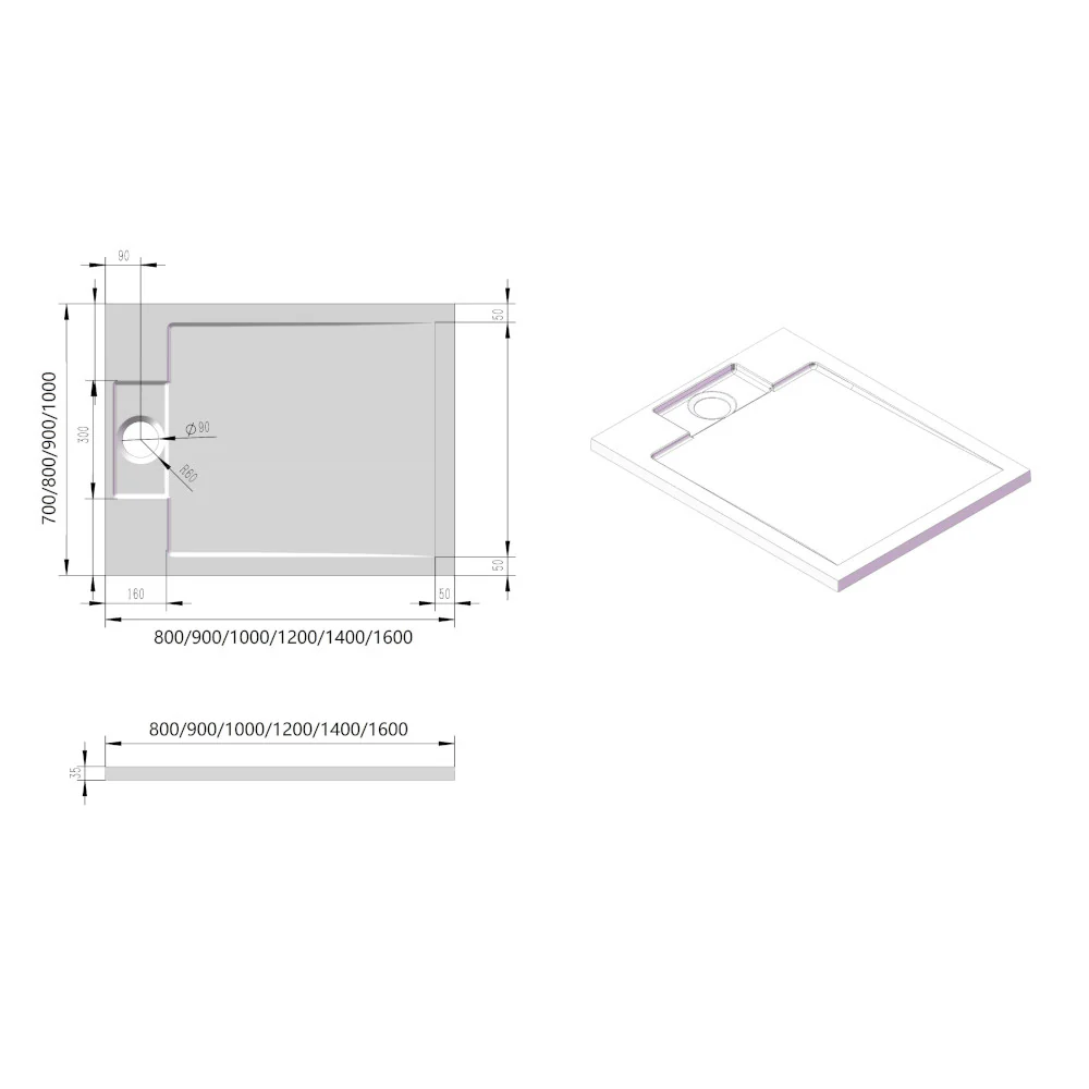 Seta - Piatto Doccia Bianco in resina Liscio e Antiscivolo - Image 2