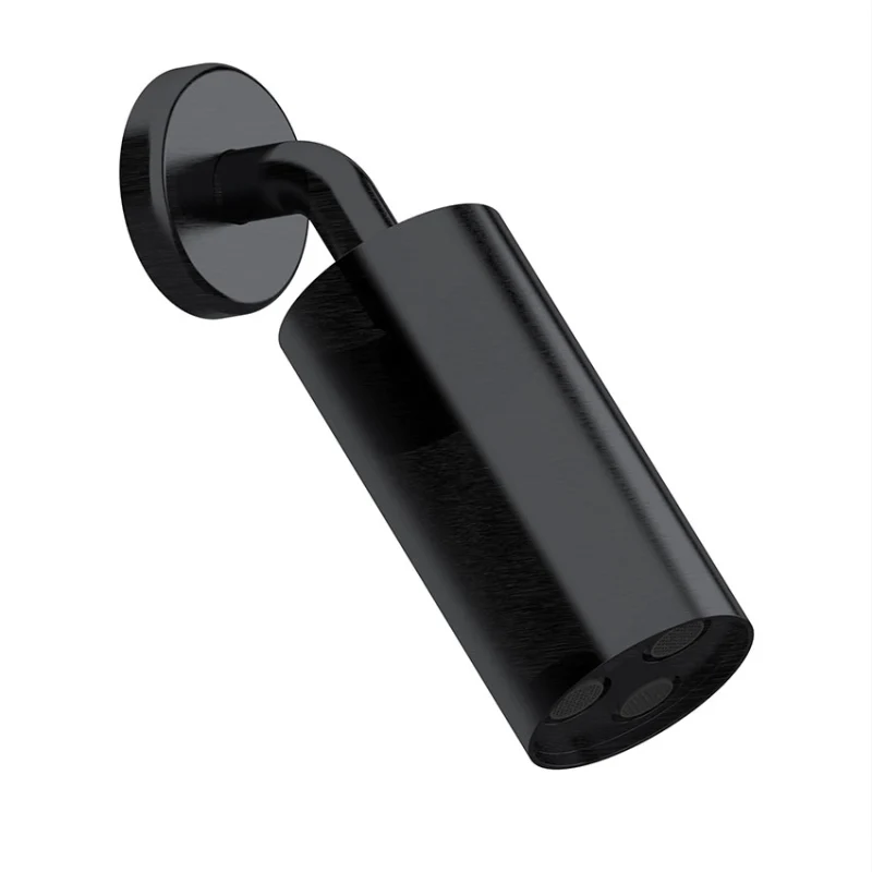 Soffione a parete di design modello lampada con getto a pioggia Inox nero spazzolato