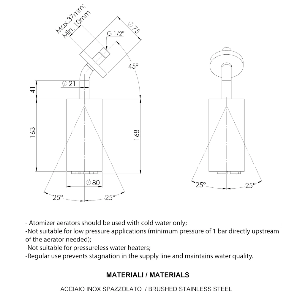 Soffione a parete di design modello lampada con getto nebulizzato - Image 3