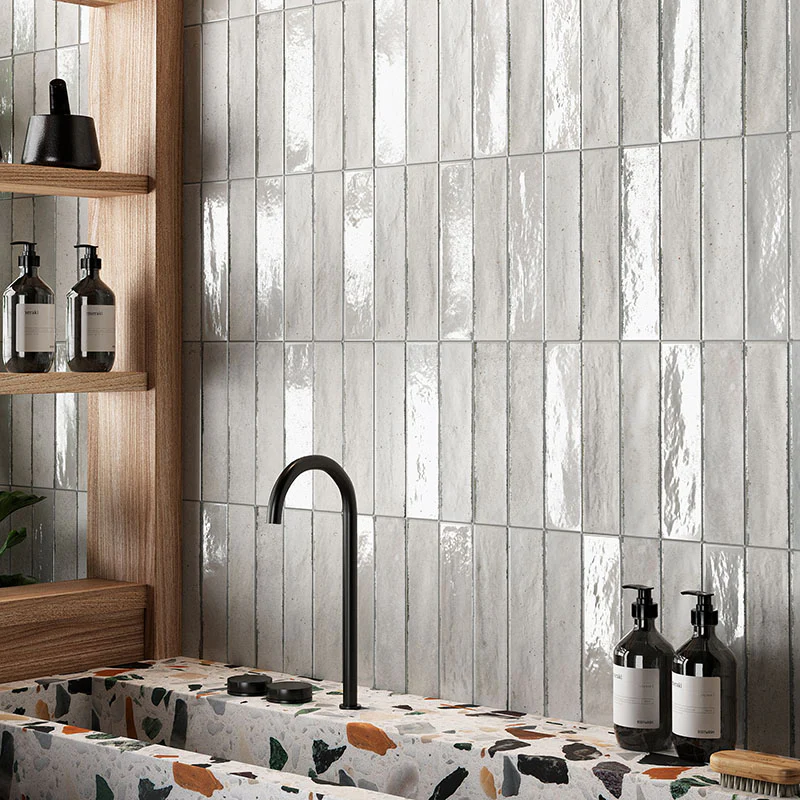 Soho Light Grey - Gres Effetto Mattoncino Lucido 6x25