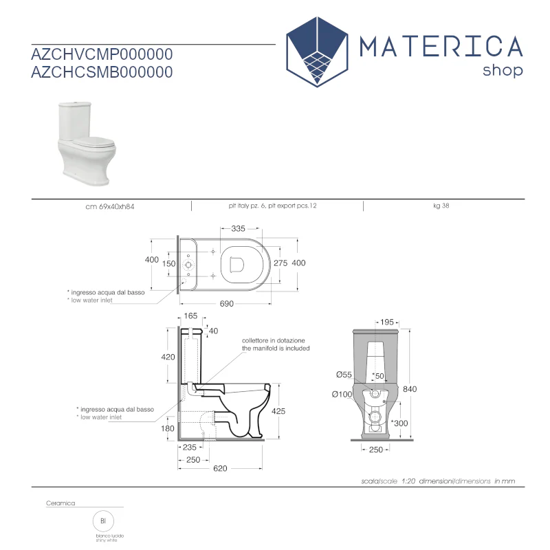 Stile - Vaso Monoblocco in stile classico con sistema Watersaving - Image 3