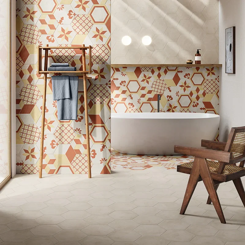 Terra.Art Bianco Esagona - Gres Effetto Cemento Esagonale 25x21