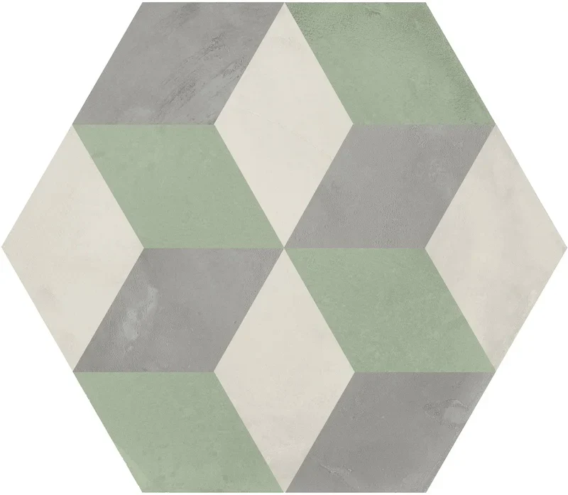 Terra.Art Cubo Sabbia Menta Esagona - Gres Effetto Cementina Esagonale 25x21