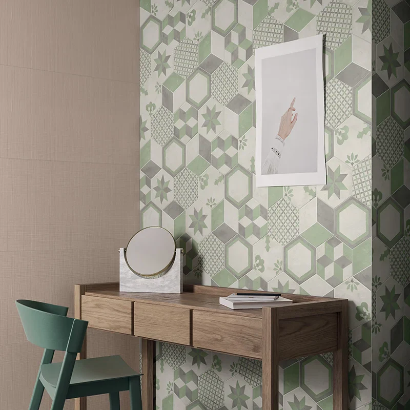 Terra.Art Mix Sabbia Menta Esagona - Gres Effetto Cementina Esagonale 25x21