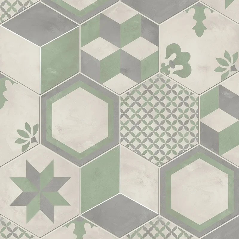 Terra.Art Mix Sabbia Menta Esagona - Gres Effetto Cementina Esagonale 25x21 - Image 2