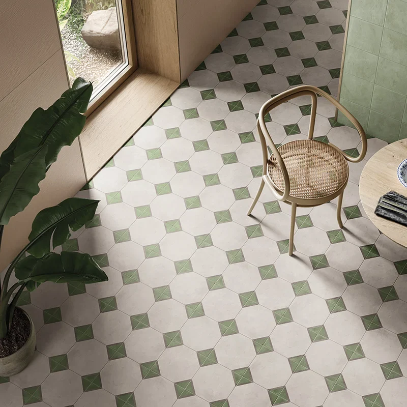 Terra.Art Ottagono Sabbia Menta - Gres Effetto Cementine 20x20