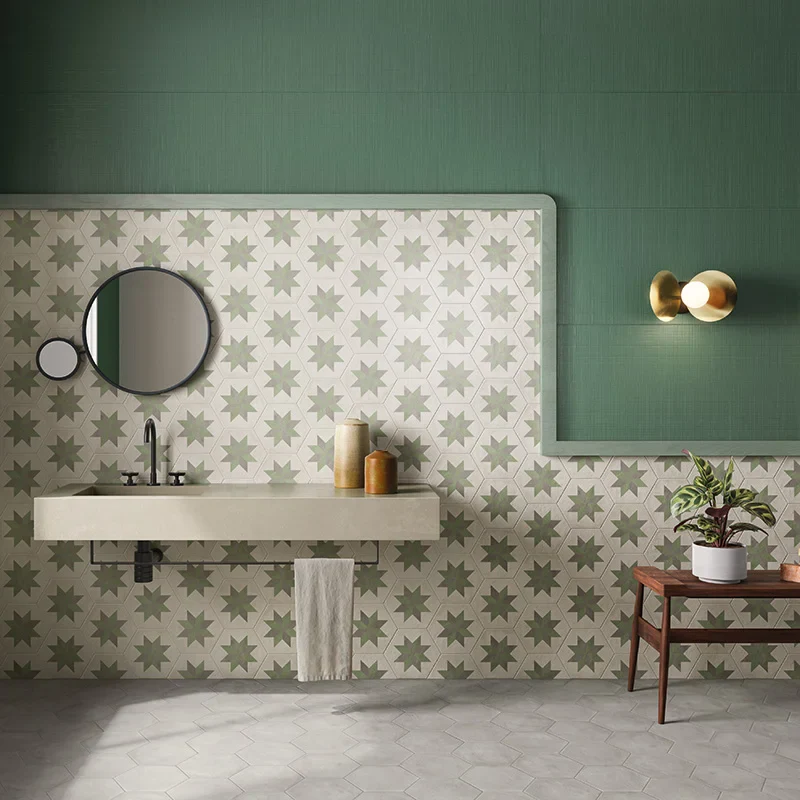 Terra.Art Stella Sabbia Menta Esagona - Gres Effetto Cementina Esagonale 25x21