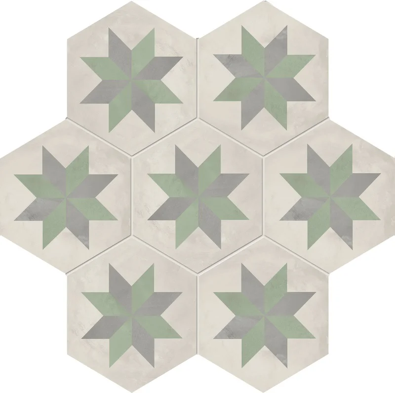 Terra.Art Stella Sabbia Menta Esagona - Gres Effetto Cementina Esagonale 25x21 - Image 3