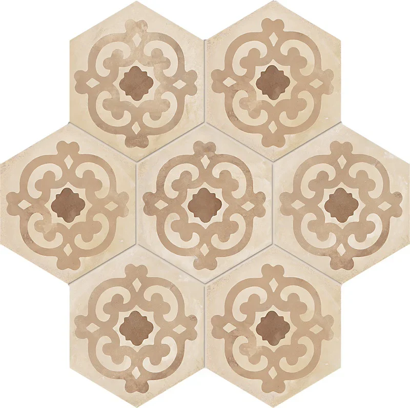 Terra Fiore Caldo Esagona - Gres Effetto Cementine Esagonale 25x21 - Image 2
