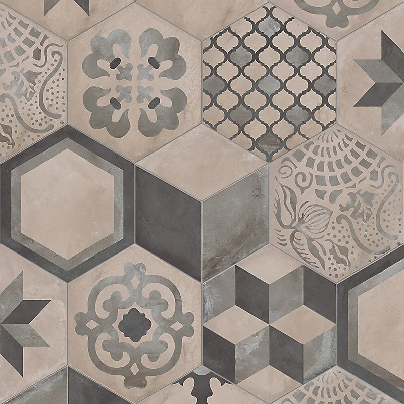 Terra Mix Decori Freddi Esagona - Gres Effetto Cementine Esagonale 25x21 - Image 3