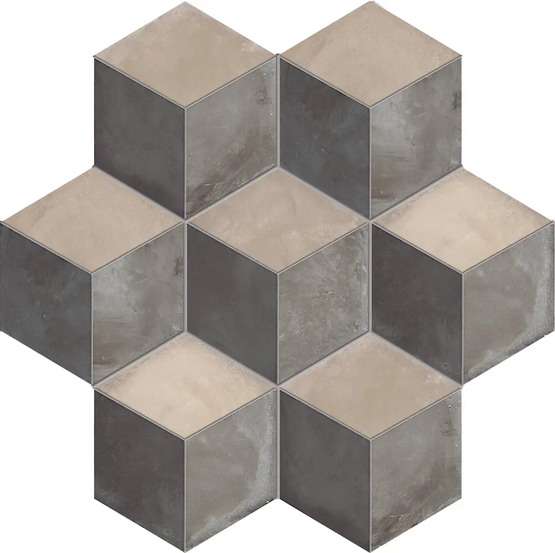 Terra Rombo Freddo Esagona - Gres Effetto Cementine Esagonale 25x21 - Image 3
