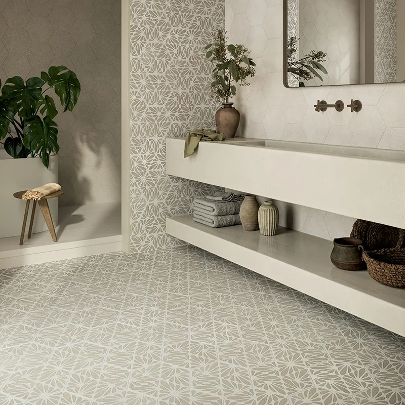 Terracreta Cesello Argilla Esagona - Gres Effetto Cementina 25x21