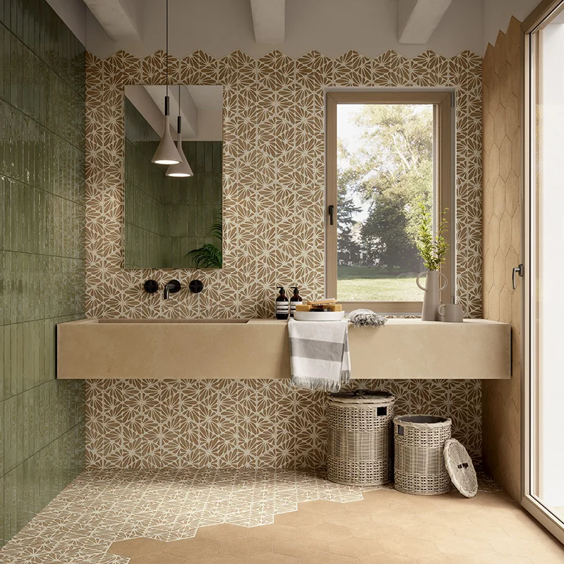 Terracreta Cesello Chamotte Esagona - Gres Effetto Cementina 25x21