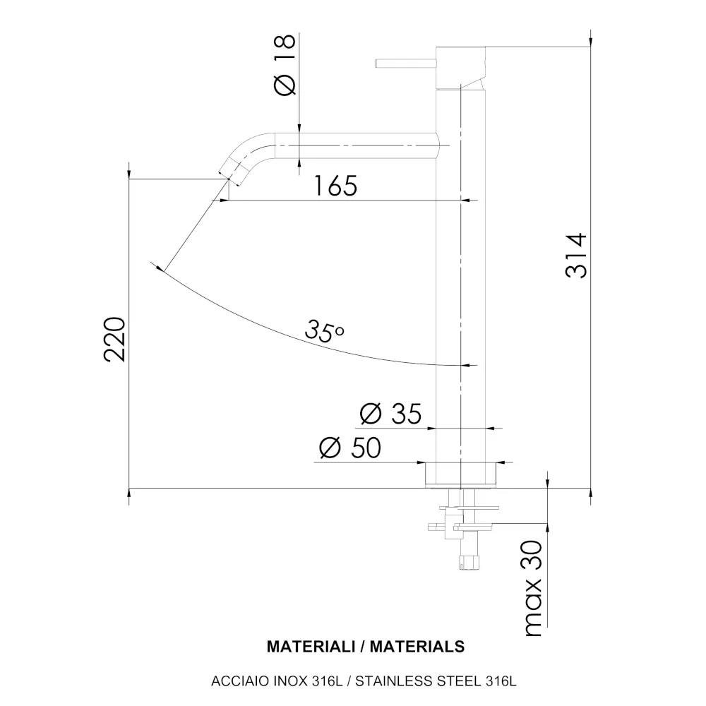 Tokyo Steel - Miscelatore per lavabo alto in acciaio inox - Image 3
