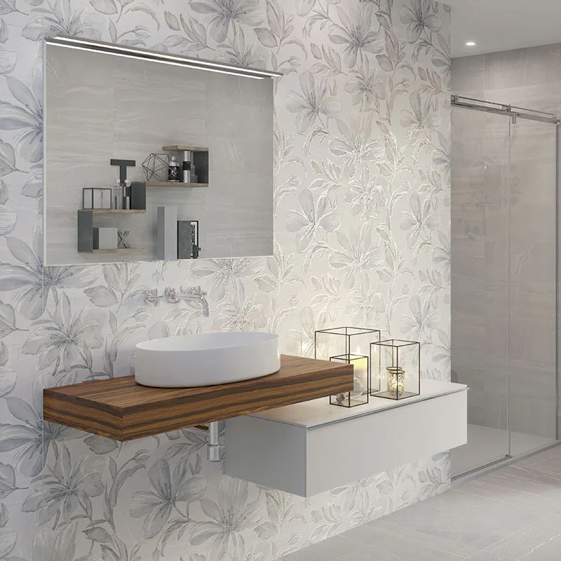 Trex Flora Ice - Rivestimento Effetto Carta da Parati Floreale 25x75