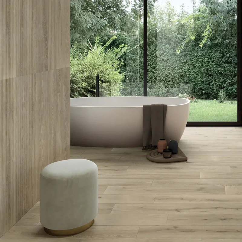 Unica Beige Flute 3D - Gres Effetto Legno Rigato 60x120