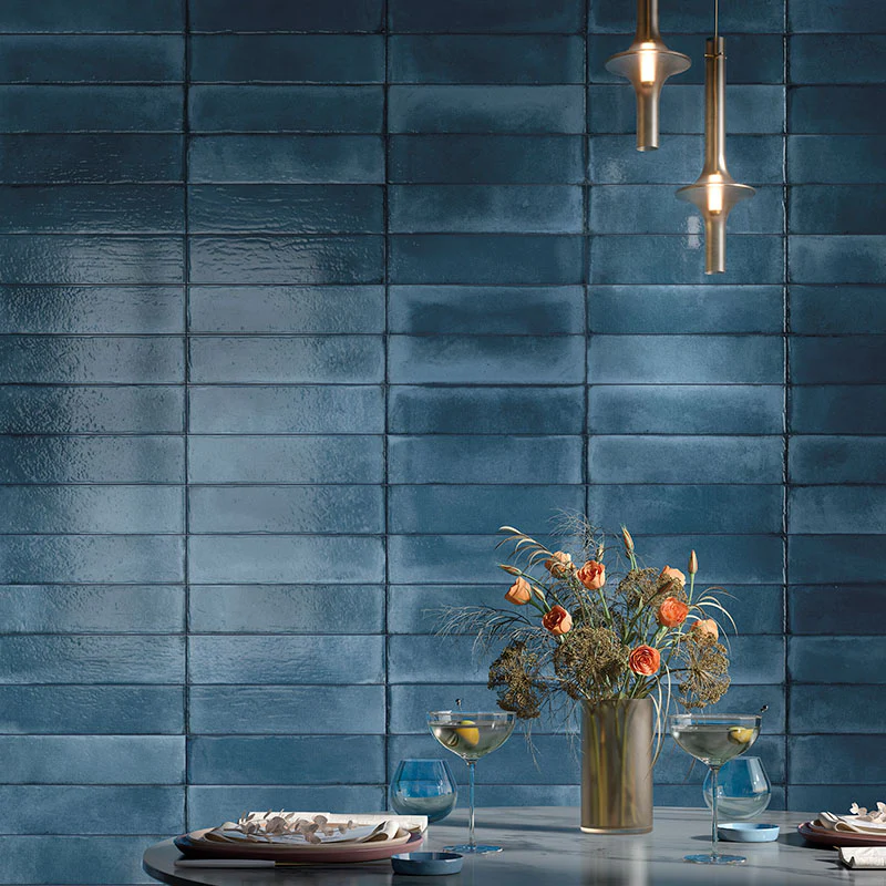 Uptown Blue - Gres Porcellanato Effetto Mattoncino Lucido 7.5x30