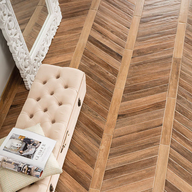 Vintage Brune Chevron - Gres Porcellanato Effetto Legno Rustico 7.5x40.7