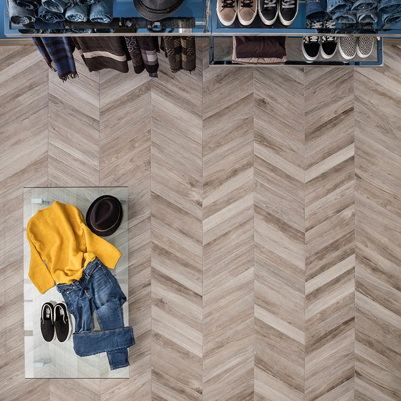 Vintage Cendre Chevron - Gres Porcellanato Effetto Legno Rustico 7.5x40.7
