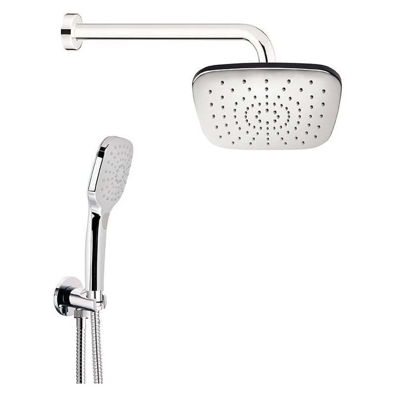 Waterfall 5 -Set doccia completo di doccetta e soffione con angoli arrotondati